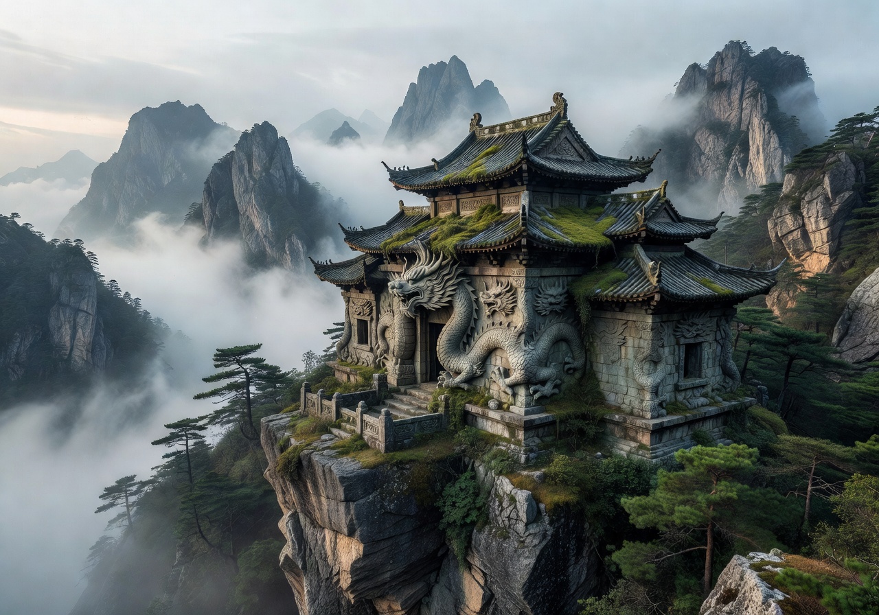 Ancient Dragon Temple in the mountains